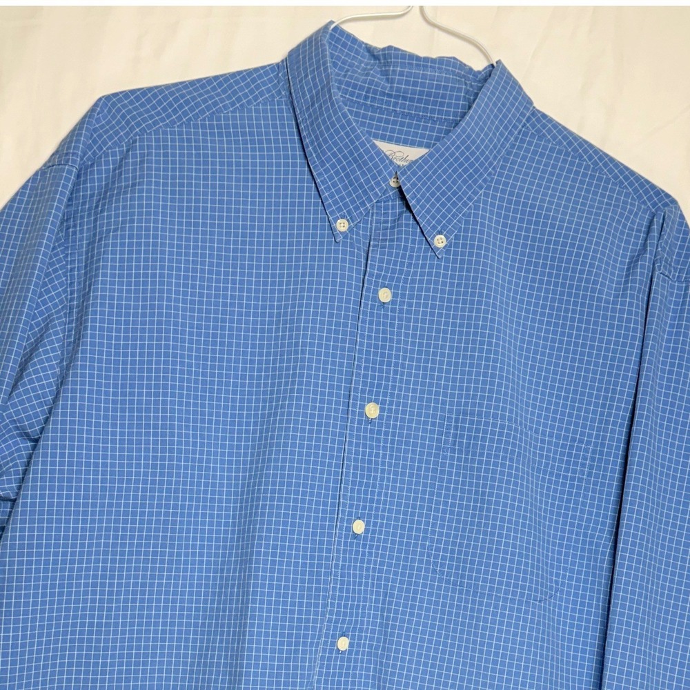 Brooks‎ Brothers Blue Gingham Button Down Long Sleeve Dress Shirt Men's 18 34/35